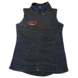 This women's fleece vest offers a soft, warm layer without extra bulk. Stand-up collar, chest pocket, and full-zip design. Slimming princess seams. 100% Polyester.