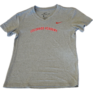 Girls V-Neck T-Shirt with interior taping for durability and comfort. Nike Dri-FIT fabric wicks sweat to stay dry. 100% Polyester.